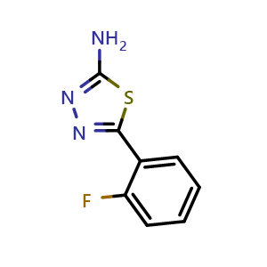 Chemical structure of 5-(2-Fluoro-phenyl)-[1,3,4]thiadiazol-2-ylamine , CAS 59565-51-4, AChemBlock W167293