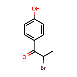 Chemical structure of 2-Bromo-1-(4-hydroxyphenyl)propan-1-one , CAS 53946-87-5, AChemBlock W167307