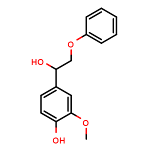 Chemical structure of 4-(1-Hydroxy-2-phenoxyethyl)-2-methoxyphenol , CAS 82246-93-3, AChemBlock W167312
