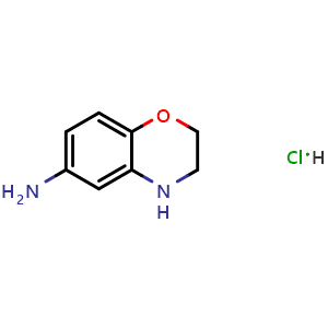 Chemical structure of 3,4-dihydro-2H-1,4-benzoxazin-6-amine hydrochloride , CAS 207596-59-6, AChemBlock W167331