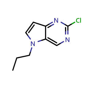 Chemical structure of 5H-Pyrrolo[3,2-d]pyrimidine, 2-chloro-5-propyl- , CAS 1415346-17-6, AChemBlock W167379