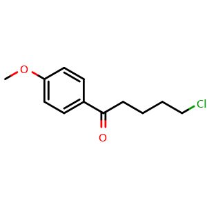 Chemical structure of 5-chloro-1-(4-methoxyphenyl)-1-oxopentane , CAS 949-06-4, AChemBlock W167388
