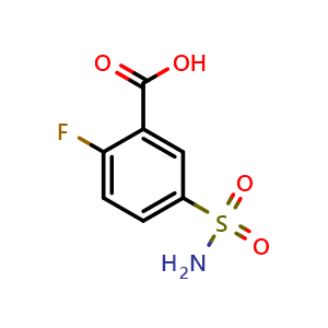 Chemical structure of 2-Fluoro-5-sulfaMoyl-benzoic acid , CAS 112887-25-9, AChemBlock W167393