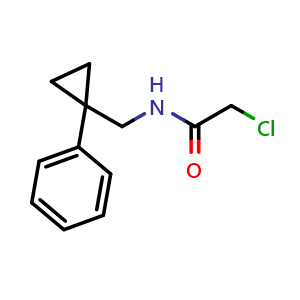 Chemical structure of 2-Chloro-N-[(1-phenylcyclopropyl)me thyl]acetamide , CAS 1087792-01-5, AChemBlock W167396