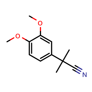 Chemical structure of 2-(3,4-dimethoxyphenyl)-2-methylpropionitrile , CAS 23023-16-7, AChemBlock W167400