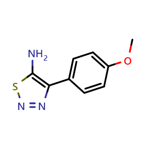 Chemical structure of 4-(4-Methoxyphenyl)-1,2,3-thiadiazol-5-amine , CAS 115842-95-0, AChemBlock W167406