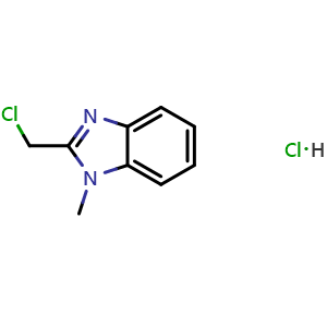 Chemical structure of 2-(Chloromethyl)-1-methyl-1H-benzo[d]imidazolehydrochloride , CAS 19412-48-7, AChemBlock W167434