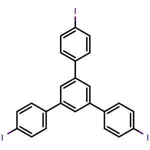 Chemical structure of 4,4''-Diiodo-5'-(4-iodophenyl)-1,1':3',1''-terphenyl , CAS 151417-38-8, AChemBlock W167550