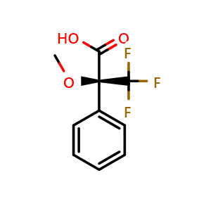 Chemical structure of (S)-3,3,3-Trifluoro-2-methoxy-2-phenylpropanoic acid , CAS 17257-71-5, AChemBlock W167585