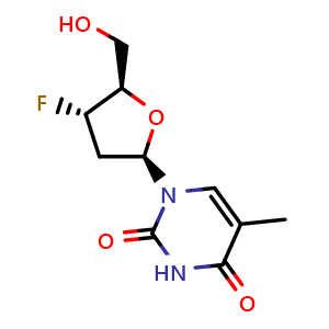 Chemical structure of 3'-Fluoro-3'-deoxythymidine , CAS 25526-93-6, AChemBlock W167670