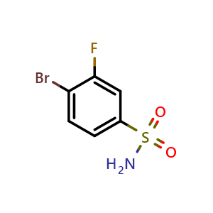 Chemical structure of 4-Bromo-3-fluorobenzenesulphonamide , CAS 263349-73-1, AChemBlock W167677