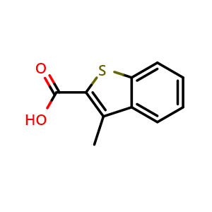 Chemical structure of 3-Methylbenzo[b]thiophene-2-carboxylic acid , CAS 3133-78-6, AChemBlock W167711