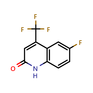 Chemical structure of 6-Fluoro-4-(trifluoromethyl)quinolin-2(1H)-one , CAS 328956-08-7, AChemBlock W167721