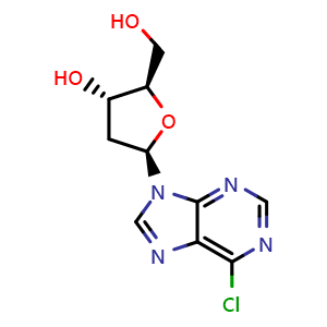 Chemical structure of (2R,3S,5R)-5-(6-Chloro-9H-purin-9-yl)-2-(hydroxymethyl)tetrahydrofuran-3-ol , CAS 4594-45-0, AChemBlock W167805