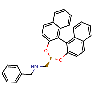 Chemical structure of (S)-(+)-Benzyl(3,5-dioxa-4-phospha-cyclohepta[2,1-a 3,4-a']dinaphthalen-4-yl)methylamine , CAS 490023-37-5, AChemBlock W167818