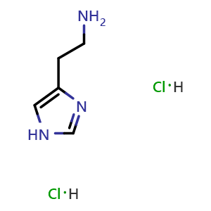 Chemical structure of 2-(1H-imidazol-4-yl)ethanamine dihydrochloride , CAS 56-92-8, AChemBlock W167881