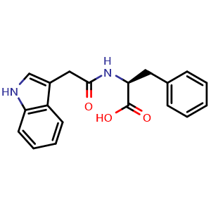 Chemical structure of (S)-2-(2-(1H-Indol-3-yl)acetamido)-3-phenylpropanoic acid , CAS 57105-50-7, AChemBlock W167883
