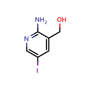 Chemical structure of (2-Amino-5-iodopyridin-3-yl)methanol , CAS 618107-90-7, AChemBlock W167923