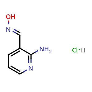 Chemical structure of 2-Amino-pyridine-3-carbaldehyde oxime hydrochloride , CAS 653584-65-7, AChemBlock W167944