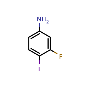 Chemical structure of 3-Fluoro-4-iodoaniline , CAS 656-66-6, AChemBlock W167945