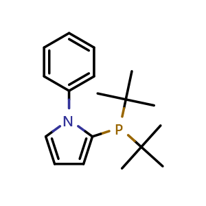 Chemical structure of 2-(di-tert-Butylphosphino)-1-phenyl-1H-pyrrole , CAS 672937-61-0, AChemBlock W167959