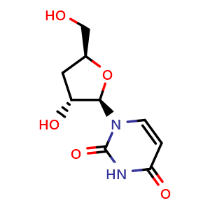 Chemical structure of 3'-Deoxyuridine , CAS 7057-27-4, AChemBlock W167982