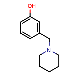 Chemical structure of 3-(1-Piperidylmethyl)phenol , CAS 73279-04-6, AChemBlock W167997