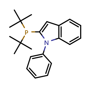 Chemical structure of 2-(Di-tert-butylphosphino)-1-phenyl-1H-indole , CAS 740815-37-6, AChemBlock W168002