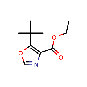 Chemical structure of Ethyl 5-(tert-butyl)oxazole-4-carboxylate , CAS 714273-89-9, AChemBlock W168018