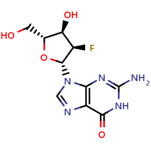 Chemical structure of 2'-Deoxy-2'-fluoroguanosine , CAS 78842-13-4, AChemBlock W168021