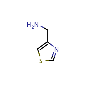 Chemical structure of 4-Thiazolemethanamine , CAS 16188-30-0, AChemBlock W168033
