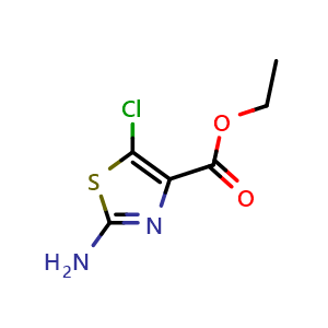 Chemical structure of 2-Amino-5-chloro-thiazole-4-carboxylic acid ethyl ester , CAS 136539-01-0, AChemBlock W168041