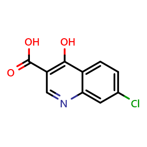 Chemical structure of 7-Chloro-4-hydroxyquinoline-3-carboxylic acid , CAS 86-47-5, AChemBlock W168049