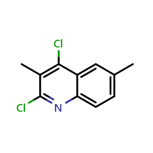 Chemical structure of 2,4-Dichloro-3,6-dimethylquinoline , CAS 1936054-65-7, AChemBlock W168103