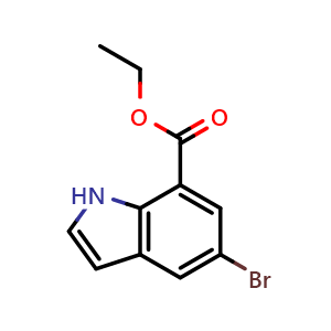 Chemical structure of Ethyl 5-bromo-1H-indole-7-carboxylate , CAS 1065181-58-9, AChemBlock W168108