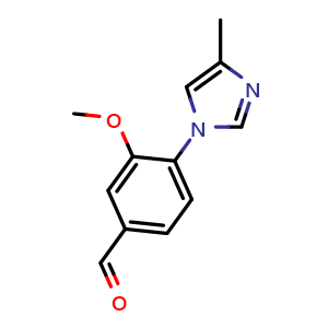 Chemical structure of 3-Methoxy-4-(4-methyl-1H-imidazol-1-yl)benzaldehyde , CAS 870837-18-6, AChemBlock W168117