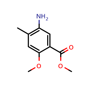 Chemical structure of Methyl 5-amino-2-methoxy-4-methylbenzoate , CAS 70752-21-5, AChemBlock W168129