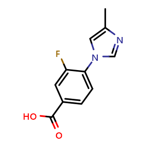 Chemical structure of 3-Fluoro-4-(4-methyl-1H-imidazol-1-yl)benzoic acid , CAS 1243205-04-0, AChemBlock W168130