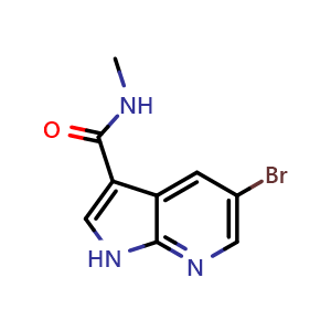 Chemical structure of 5-Bromo-N-methyl-1H-pyrrolo[2,3-b]pyridine-3-carboxamide , CAS 872620-93-4, AChemBlock W168135