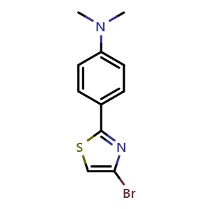 Chemical structure of 4-(4-Bromothiazol-2-yl)-N,N-dimethylaniline , CAS 1415564-69-0, AChemBlock W168140