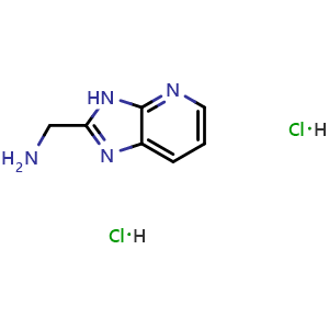 Chemical structure of {3H-imidazo[4,5-b]pyridin-2-yl}methanamine dihydrochloride , CAS 914087-69-7, AChemBlock W168155