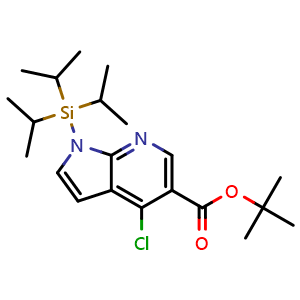 Chemical structure of tert-Butyl 4-chloro-1-(triisopropylsilyl)-1H-pyrrolo[2,3-b]pyridine-5-carboxylate , CAS 1951439-87-4, AChemBlock W168161