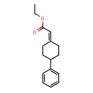 Chemical structure of Ethyl 2-(4-phenylcyclohexylidene)acetate , CAS 115880-04-1, AChemBlock W168164