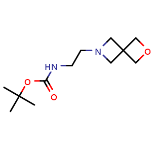 Chemical structure of tert-Butyl (2-(2-oxa-6-azaspiro[3 3]heptan-6-yl)ethyl)carbamate , CAS 1415562-38-7, AChemBlock W168170