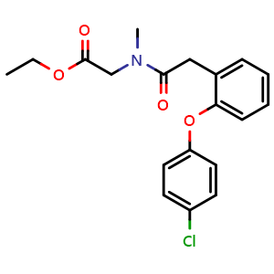Chemical structure of Ethyl 2-(2-(2-(4-chlorophenoxy)phenyl)-N-methylacetamido)acetate , CAS 1035404-17-1, AChemBlock W168174