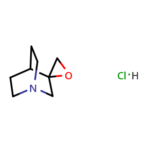 Chemical structure of 1'-Azaspiro[oxirane-2,3'-bicyclo[2 2 2]octane] hydrochloride , CAS 64168-68-9, AChemBlock W168177