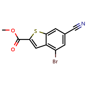 Chemical structure of Methyl 4-bromo-6-cyanobenzo[b]thiophene-2-carboxylate , CAS 753455-45-7, AChemBlock W168178