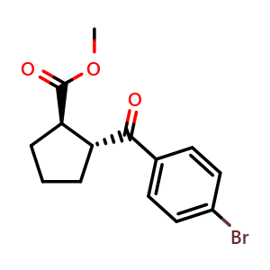 Chemical structure of (1R,2R)-Methyl 2-(4-bromobenzoyl)cyclopentanecarboxylate , CAS 791594-14-4, AChemBlock W168184