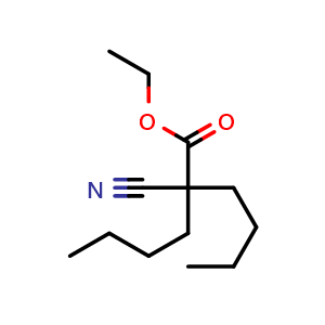 Chemical structure of Ethyl 2-butyl-2-cyanohexanoate , CAS 67105-41-3, AChemBlock W168191