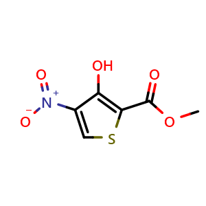 Chemical structure of Methyl 3-hydroxy-4-nitrothiophene-2-carboxylate , CAS 89380-76-7, AChemBlock W168197